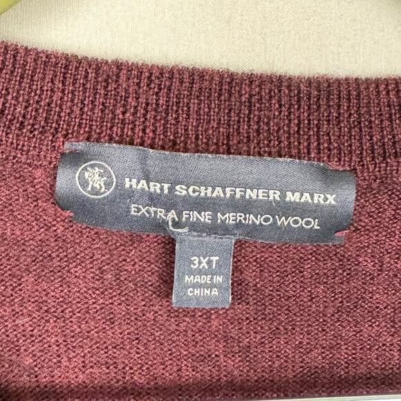 Hart Schaffner Marx Extra Fine Merino Wool Knit V Neck Classic Basic Sweater 3XT - Picture 6 of 10